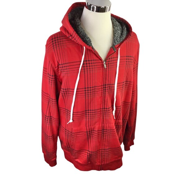 Blake Shelton X Lands End Hooded Jacket Full Zip Red Plaid XLT Tall Sherpa Lined - Picture 3 of 11
